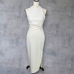 Saints &  Secrets Sleeveless white Halter Neck Midi Dress size small